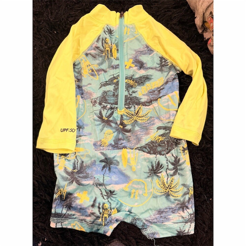 Baby Boy Clothing Lot 6M Hurley 2pc Dinosaur Romper & Mickey Bodysuit